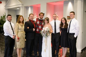 DC Centre's lobby is a great place to take family photos for your wedding ceremony just like this winter wedding did!