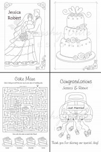 Coloring book for children at weddings